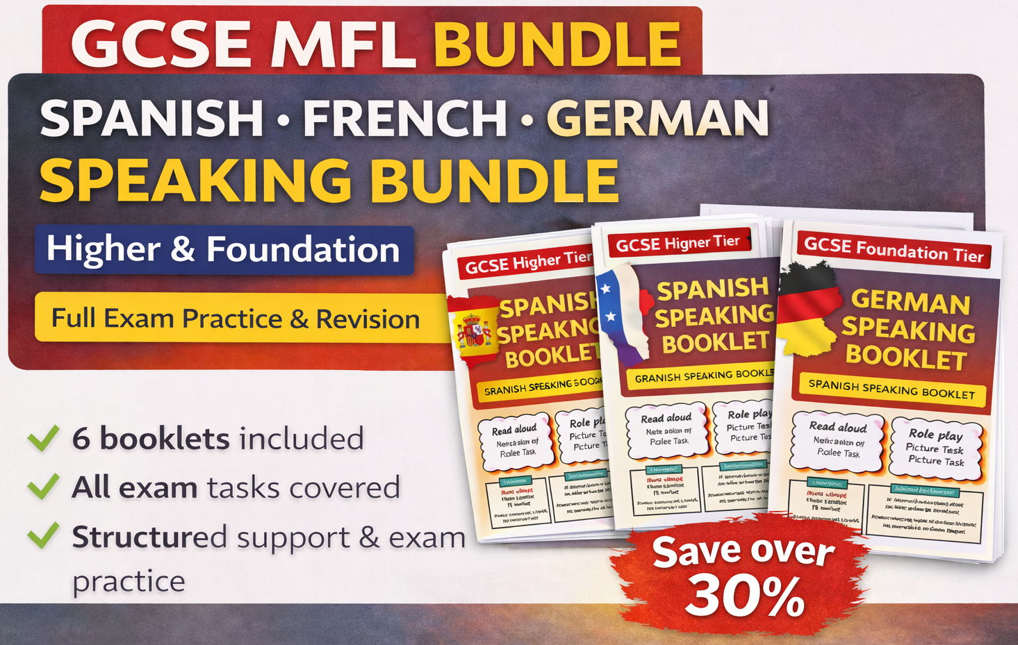 GCSE MFL Speaking Bundle (Spanish, French & German | Higher & Foundation) | Full Exam Practice & Revision