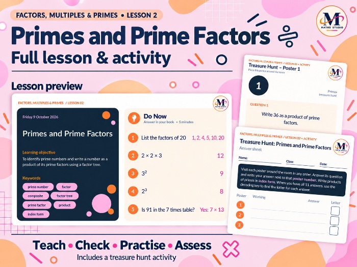 Primes & Prime Factors | Lesson & Activity