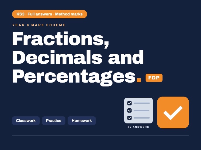 Year 8 Maths | Fractions, Decimals and Percentages (FDP) | Mark Scheme