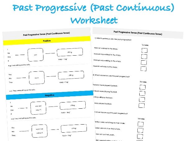 Past Progressive / Past Continuous Tense Grammar Worksheets