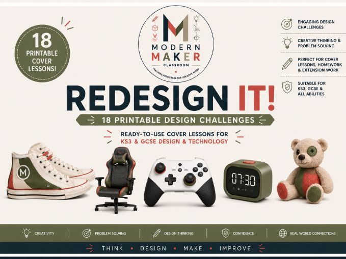 REDESIGN IT! | 18 Printable Design Challenges | KS3 & GCSE Design & Technology Cover Lessons