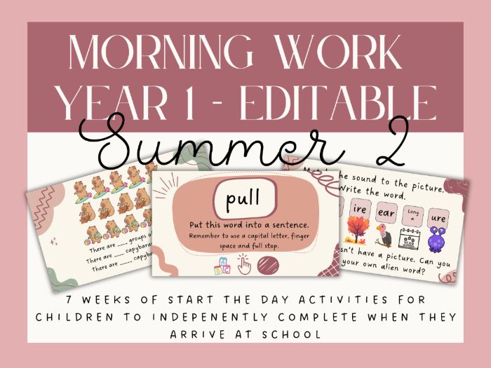 Year One Start the Day | 5 Minute work | Morning Work - Summer 2
