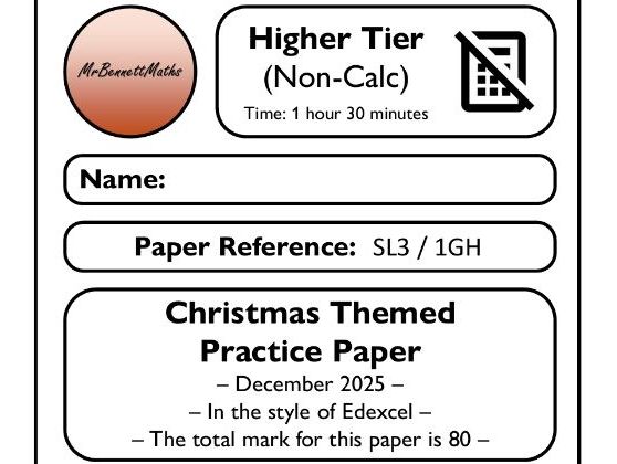 Christmas Exam Paper (Edexcel Style)
