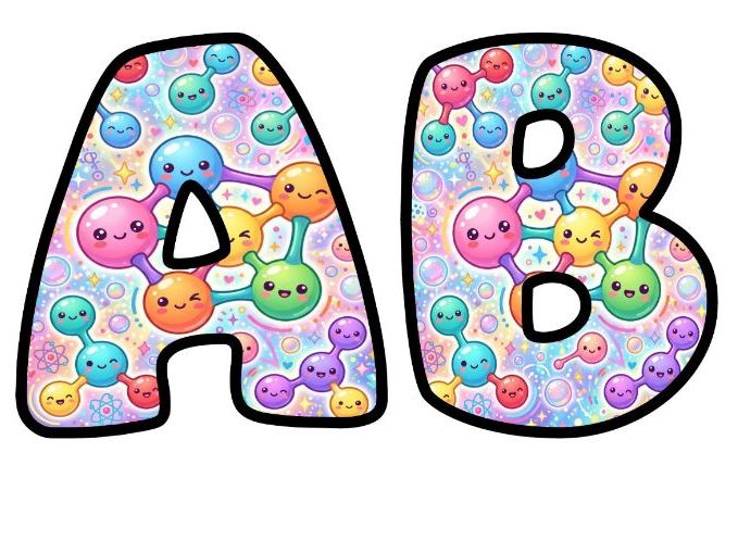 Molecules and Atoms Bubble Letters | Science Topic Bulletin Board Letters | Classroom Display Pack