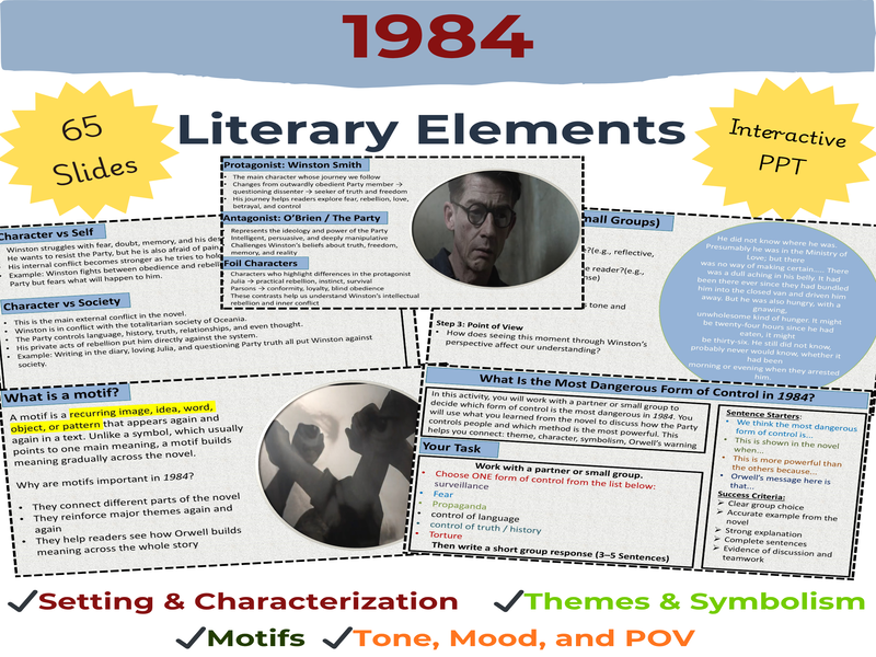 1984 Literary Elements PPT | George Orwell