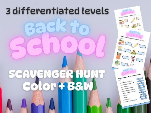 BACK TO SCHOOL | Scavenger hunt | Color and Black & White