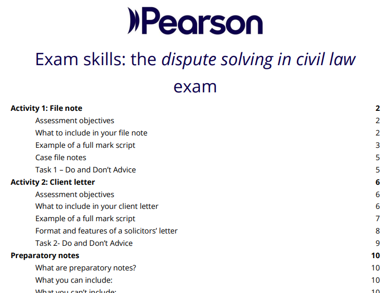 BTEC Applied Law: Unit 1 exam skills booklet