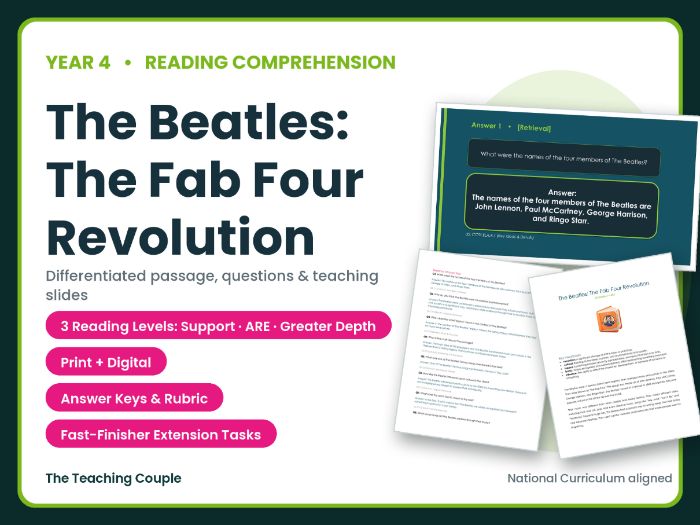 The Beatles: The Fab Four Revolution | Comprehension | Year 4