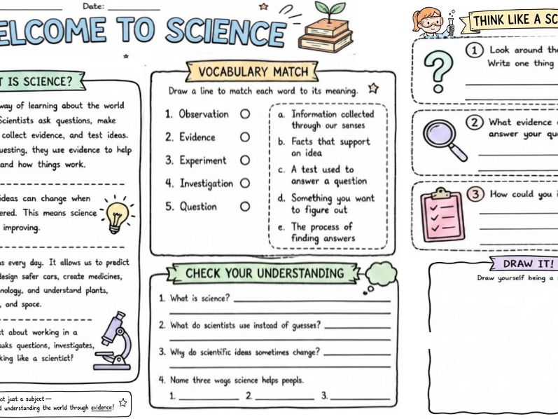 Welcome to Science Worksheet