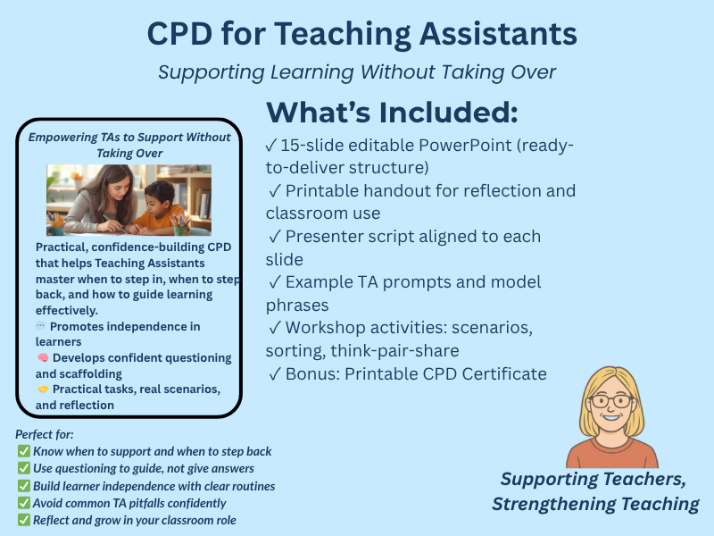 CPD for Teaching Assistants – Support Learning Without Taking Over