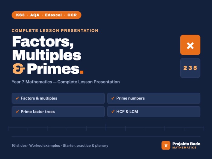 Year 7 Maths | Factors & Primes | Lesson PPT