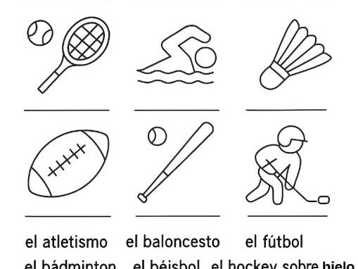Los Deportes En Espanol, Spanish Sports vocabulary coloring sheet