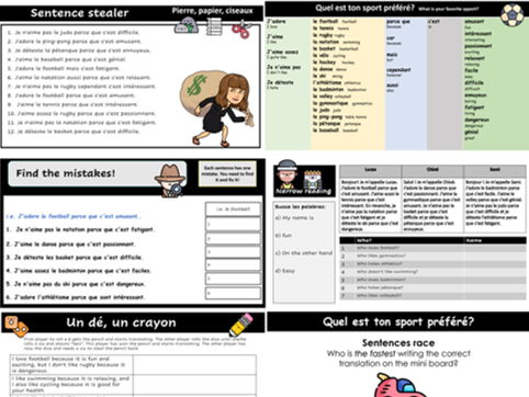 Les sports - Sports and likes and dislikes in French