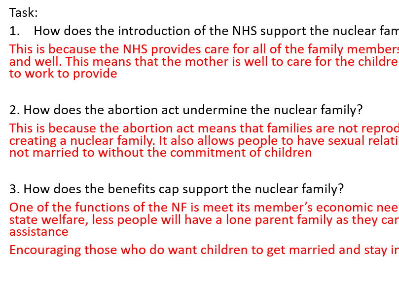 AQA Sociology families and social policy