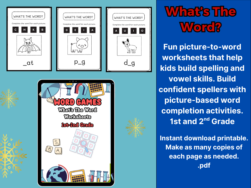 What’s the Word? Picture-Based Spelling Worksheets for 1st–2nd Grade