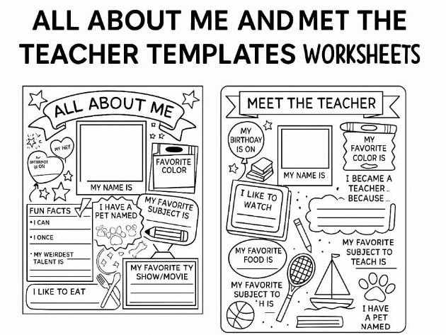 All About Me & Meet the Teacher Worksheets | Back to School Templates