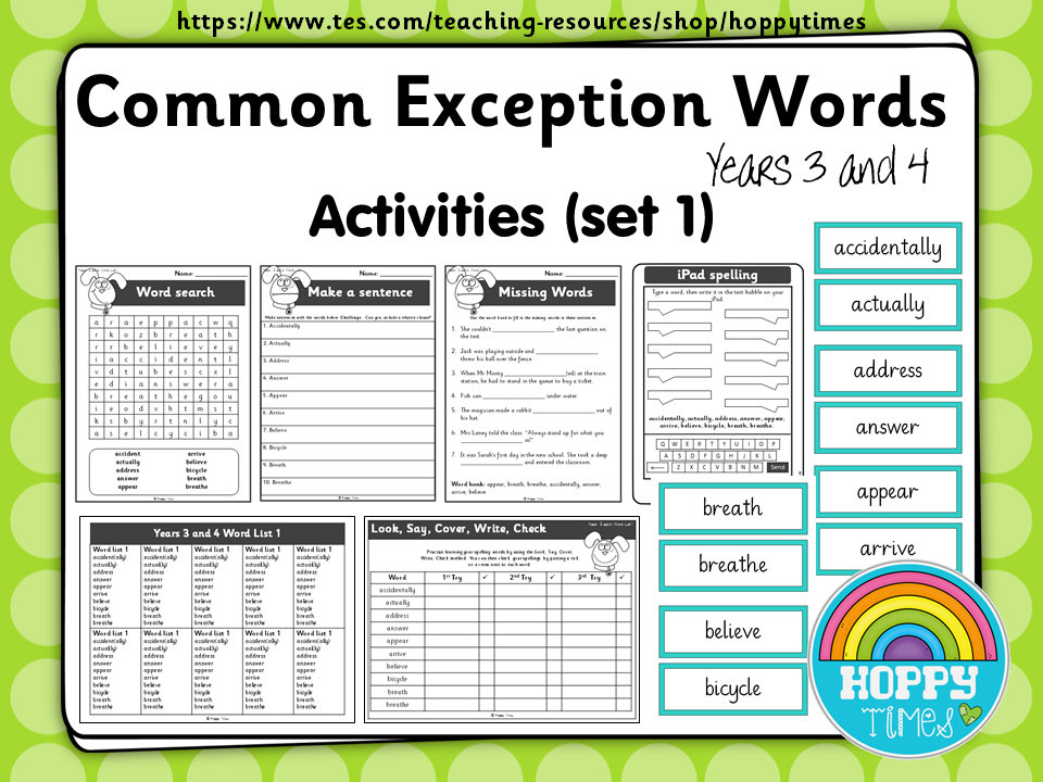 Year Common Exception Words Spelling Activities (Set 1), 59% OFF