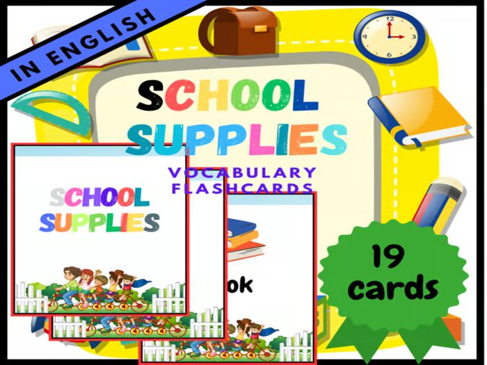 School Supplies & Classroom Vocabulary Flashcards/Back to School in English
