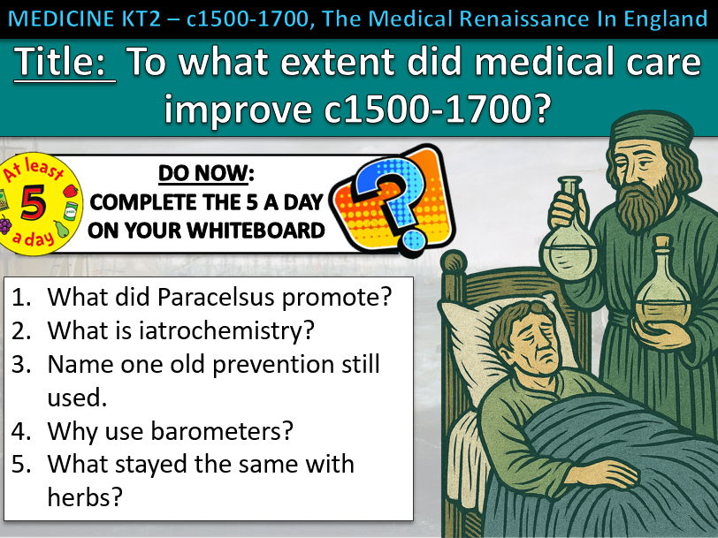 History GCSE Medicine Edexcel KT2 L5 Care Renaissance c1500–1700 (Fully Resourced).