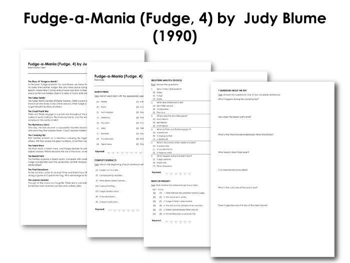 FudgeaMania (Fudge, 4) by Judy Blume (1990) Teaching Resources