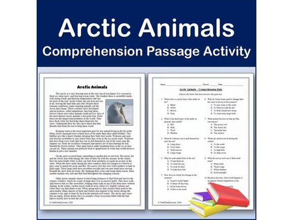 Arctic Animals - Reading Comp Passage & Activity | Editable