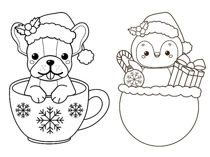 Winter & Christmas Colouring and Painting Sheets – 10 Designs