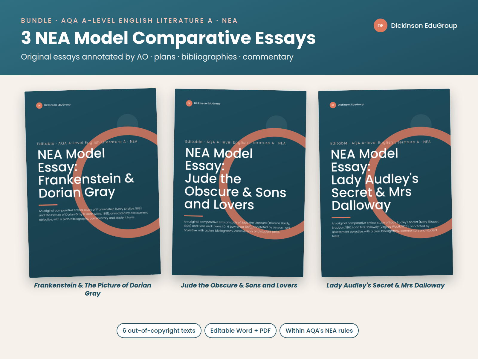 Eng Lit NEA: 3 Model Essays Bundle