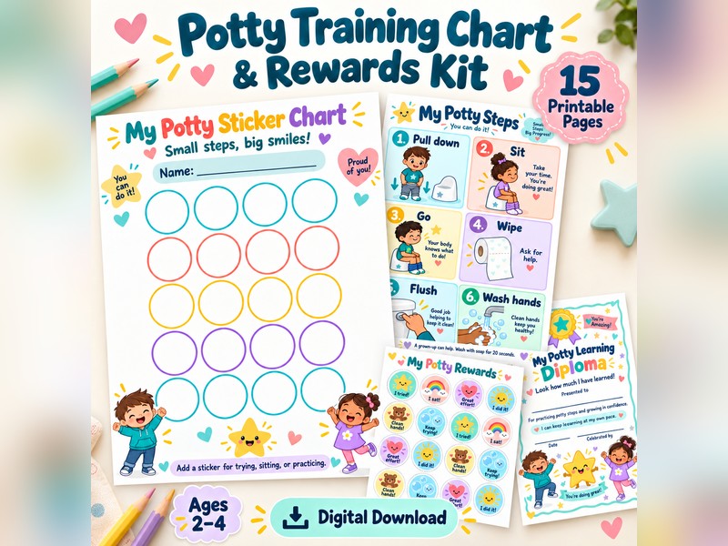 Potty Training Chart and Rewards Kit