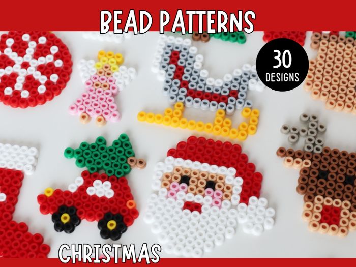 30 Christmas Bead Patterns - Printable Perler Bead Templates
