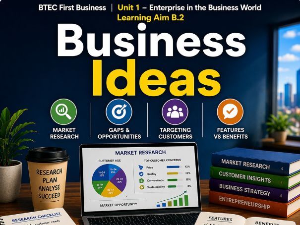 BTEC First Business Unit 1 | B.2 | Business Ideas & Market Research | Lesson Pack