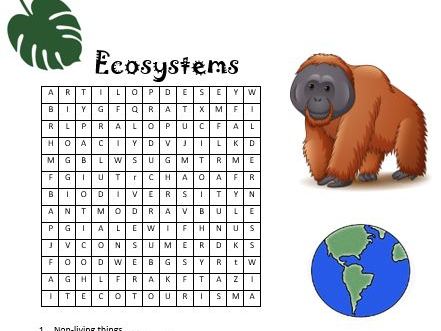 Ecosystems Wordsearch  KS3 KS4 Geography