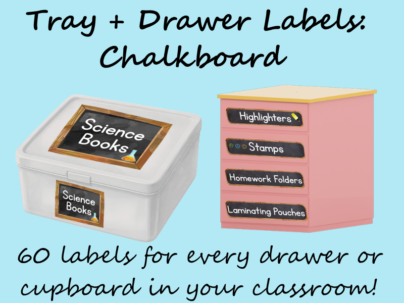Tray/ Drawer Labels: Chalkboard