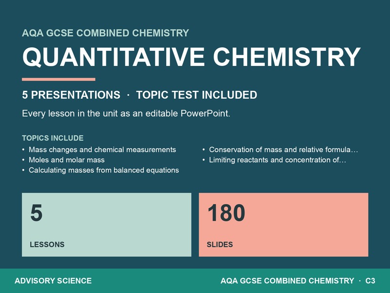AQA GCSE Combined Science Chemistry C3 Quantitative Chemistry | 5 Lessons and Topic Test