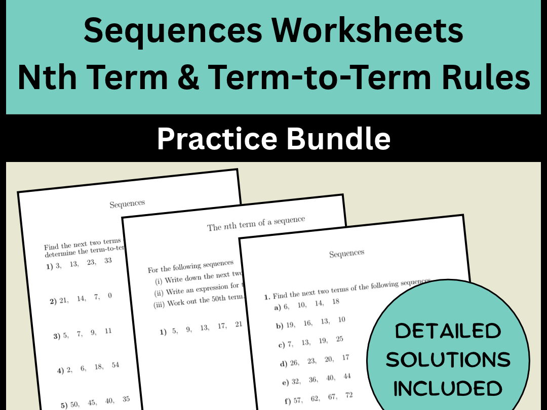 Sequences Worksheets | Nth Term & Term-to-Term Rules Practice Bundle