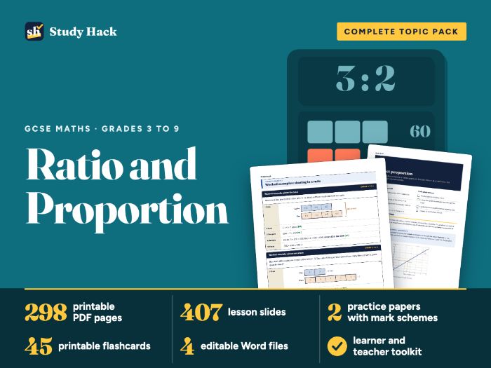 GCSE Maths Ratio and Proportion: AQA-style workbook, practice papers and lessons