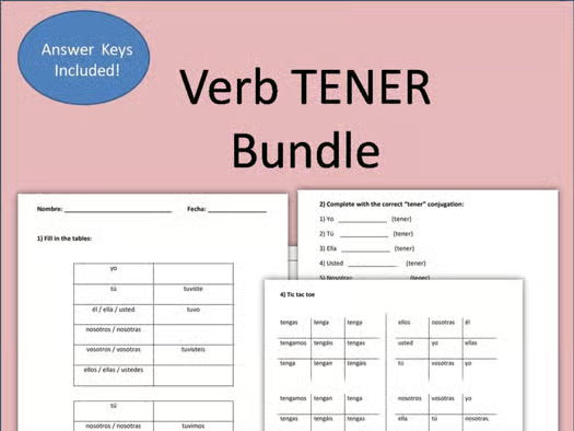 Verb TENER Worksheets Bundle | El Verbo TENER