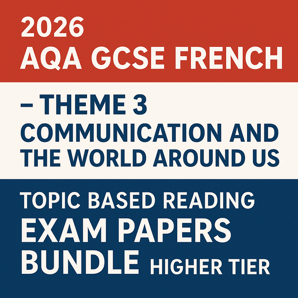 2026 AQA GCSE French – Theme 3 Communication and the WAU Topic Based Reading Exam Papers Bundle (Higher Tier)