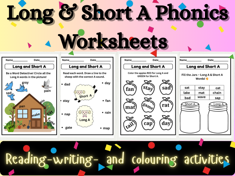 Long & Short A Vowel Phonics Worksheets