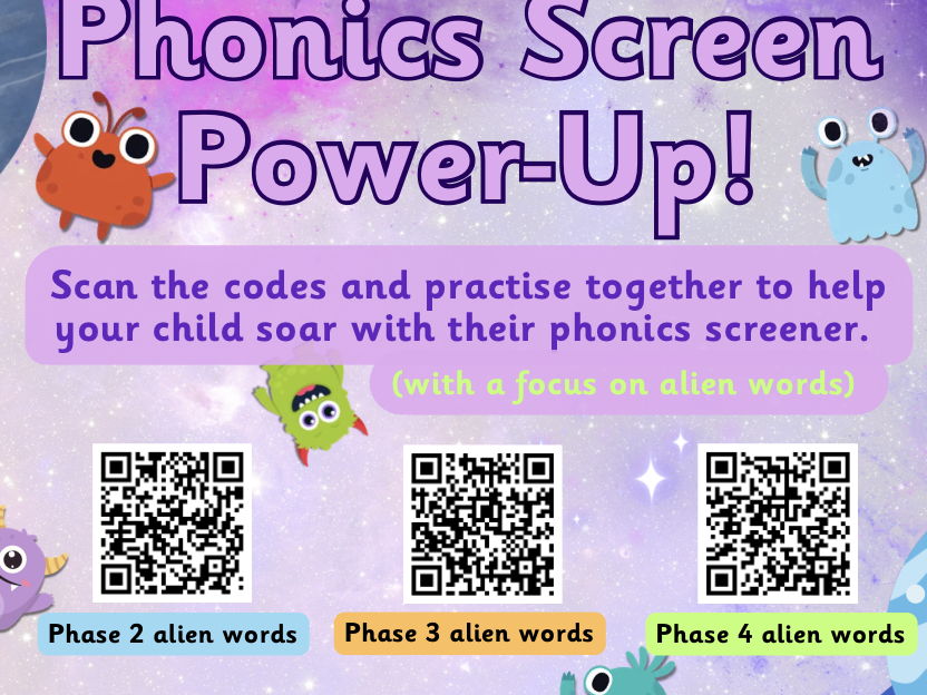 Phonics Screen Hand Out for Parents, scan and read