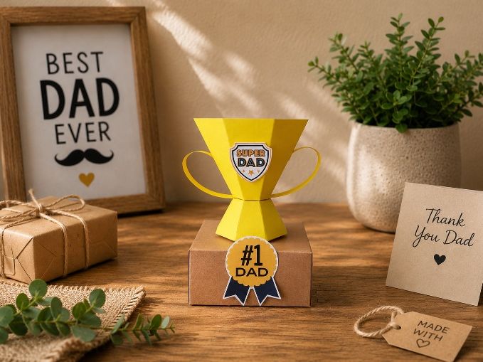 Father's Day Trophy Craft - Gift box template