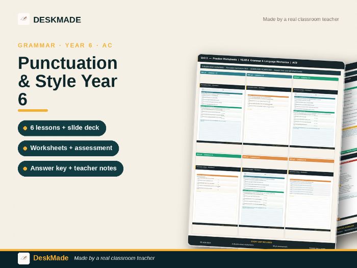 Year 6 Punctuation & Style Unit | Australian Curriculum