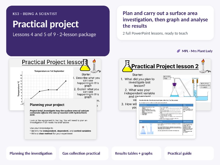 KS3 Being a Scientist: Practical Project - 2 lessons - Working Scientifically