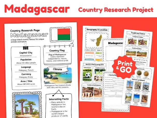 Madagascar Geography Research Project | Printable Activities