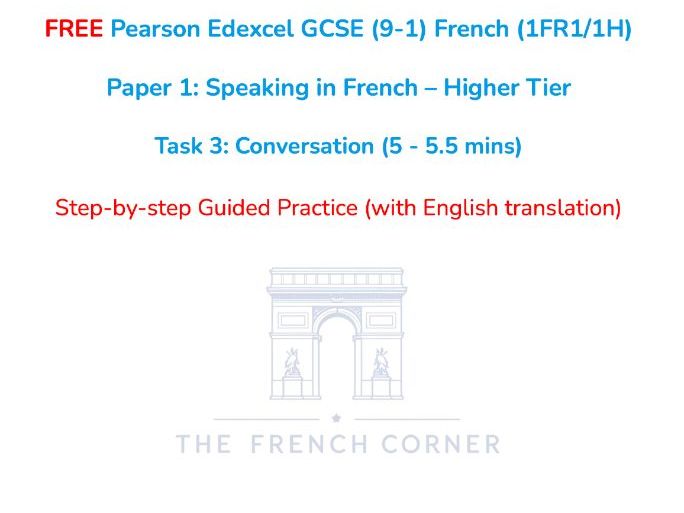 FREE Pearson Edexcel GCSE French (1FR1/1H) – Speaking Task 3: Conversation Higher Tier 2026 onwards
