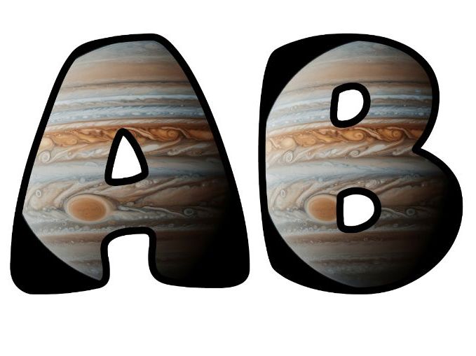 Jupiter Solar System Planet Classroom Display | Lettering Set | Upper & Lowercase, 0-9 and Signs