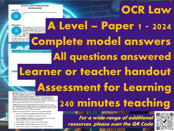 OCR A Level Law Model Answers - Full Papers - Paper 1 (Criminal) - 2024 - Student/teacher Handout