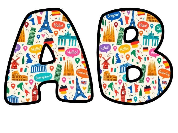 World Languages Landmarks Bubble Letters | Around the World Bulletin Board Letters
