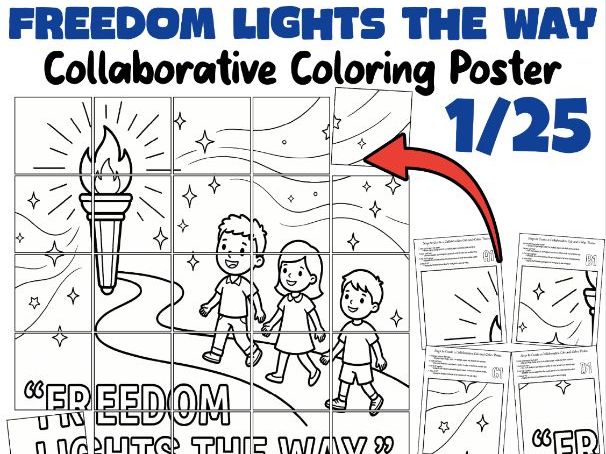 National Freedom Day Collaborative Coloring Poster | Freedom Lights the Way