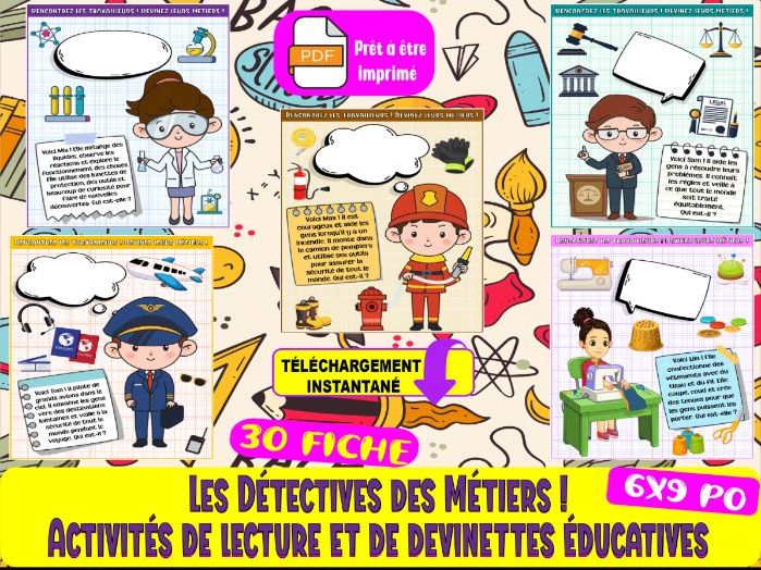 Les Détectives des Métiers !Activités de lecture et de devinettes éducatives