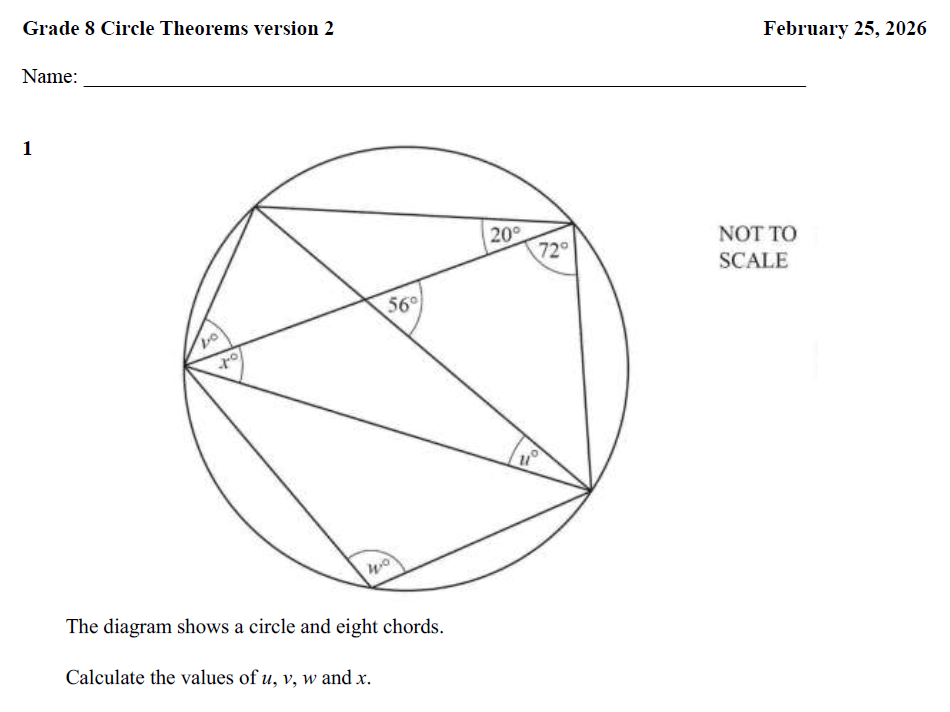 Circle Theorems Test